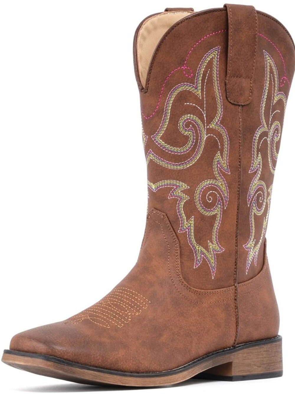 Cowboy Boots For Women Square Toe Cowgirl Wide Mid Calf Western Boots